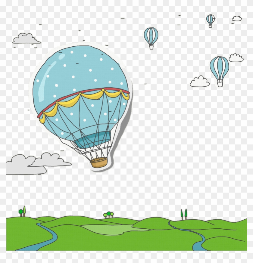 Drawn Hot Air Balloon Sky Drawing - Ar Quente Desenho Balao Clipart