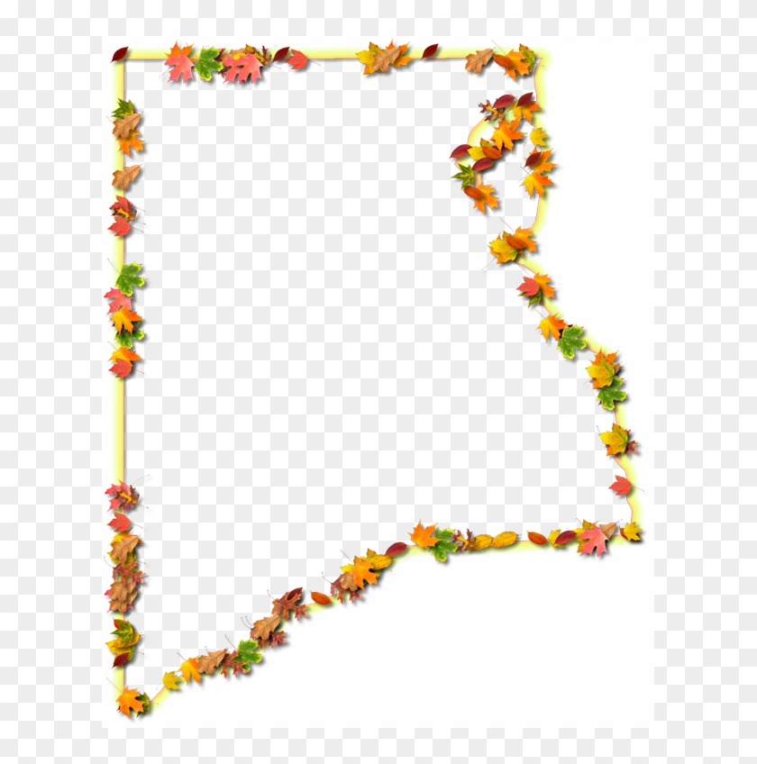 A Yellow And Orange Outline Map Of Clay With Fall Leaves - Floral Design Clipart #3872400