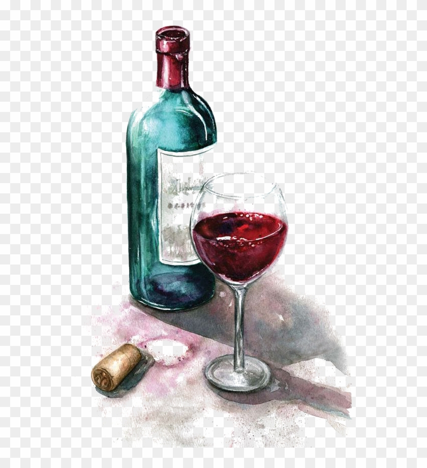 Of Watercolor Glass Painting Red Wine Clipart - Watercolor Paintings Of Wine Bottles - Png Download #3872404