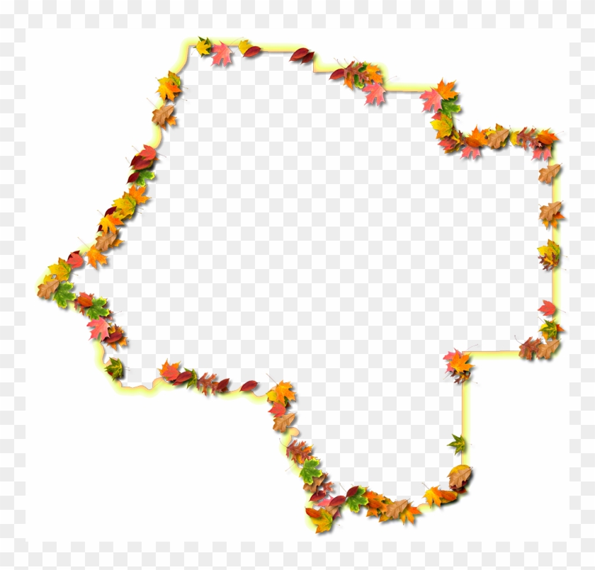 A Yellow And Orange Outline Map Of Levy With Fall Leaves - Floral Design Clipart