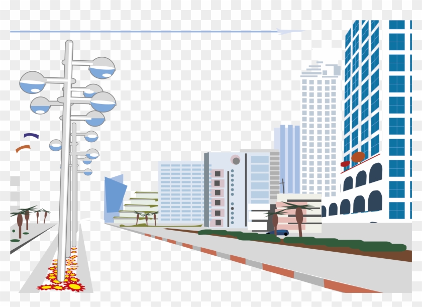 City Street Vector - Street City Vector Png Clipart