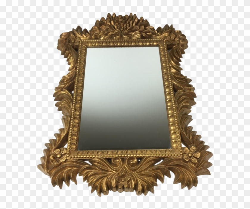 Vintage French Rococo Gold Gilt Floral Wall Mirror - Floral Wall Mirror Clipart #3875802