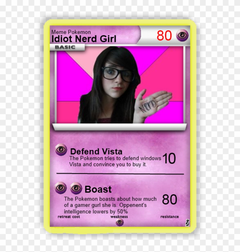 Idiot Nerd Girl - Pokemon Card Meme Girl Clipart