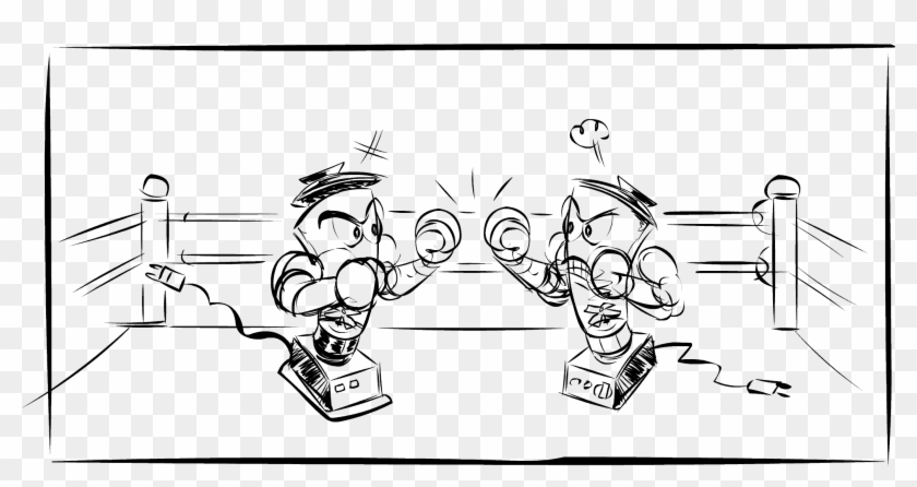 Cartoon Blender Boxing Match - Cartoon Clipart #3877524