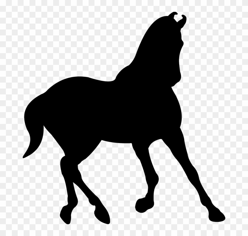 Silhouette Saddle Horse Black Trot - Stallion Clipart #3878702