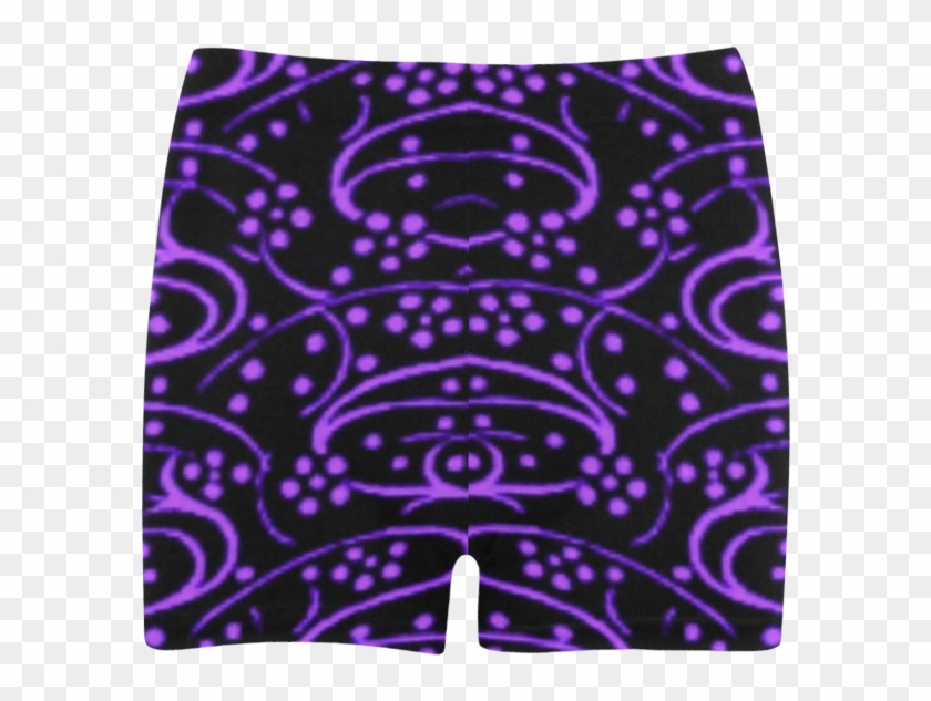 Vintage Swirl Floral Purple Black Briseis Skinny Shorts - Miniskirt Clipart