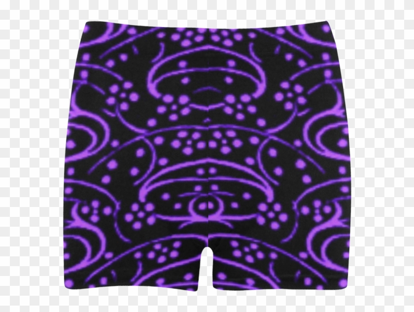 Vintage Swirl Floral Purple Black Briseis Skinny Shorts - Miniskirt Clipart #3879367