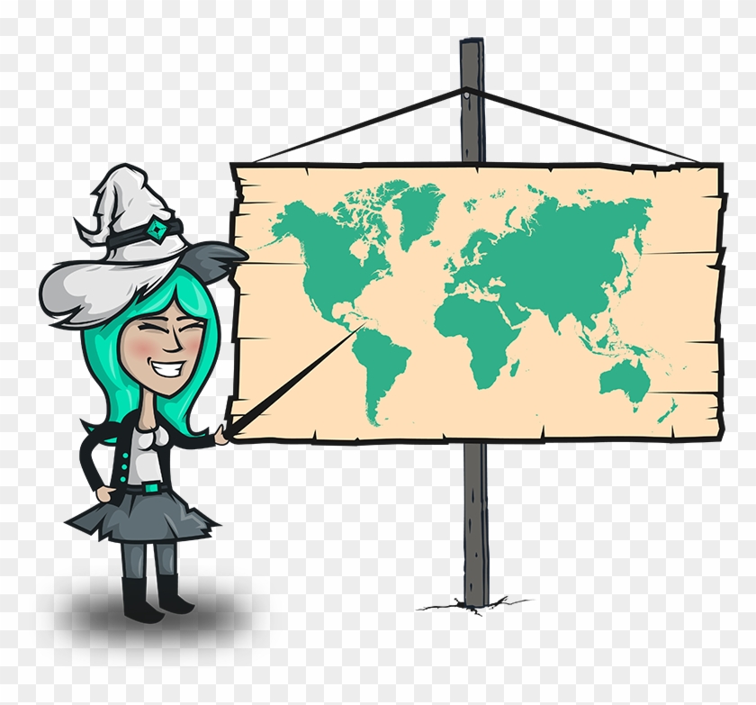 Misty With Map - Simple High Quality World Map Clipart