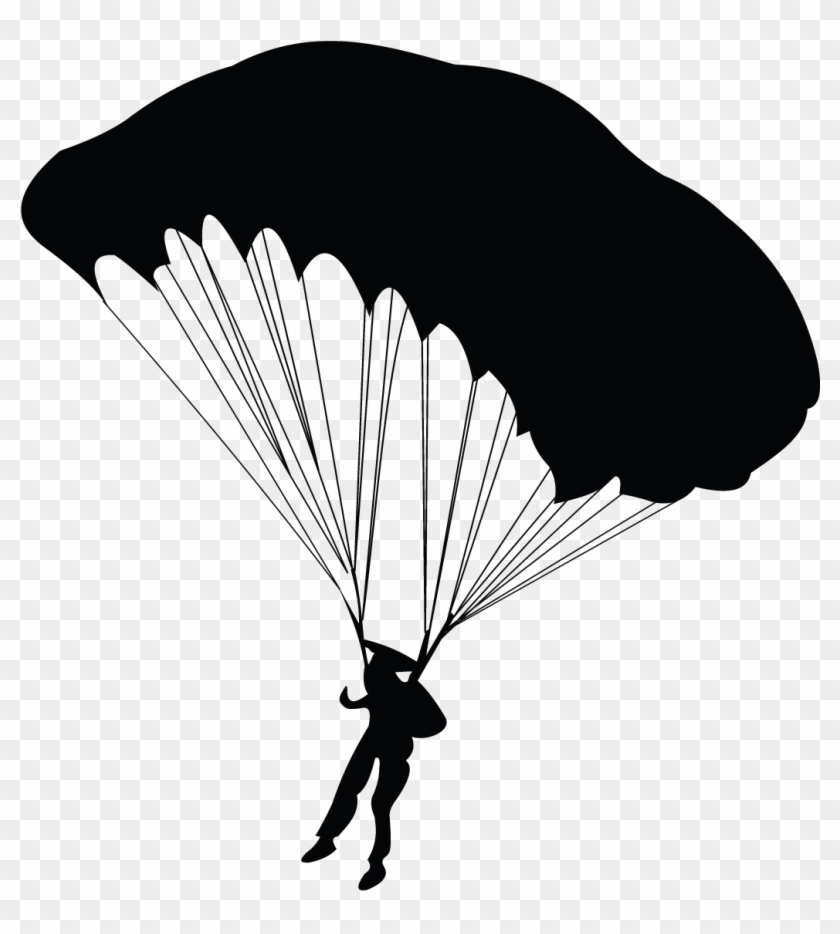 Parachute Transparent Falling - Silueta Paracaidista Png Clipart #3879698
