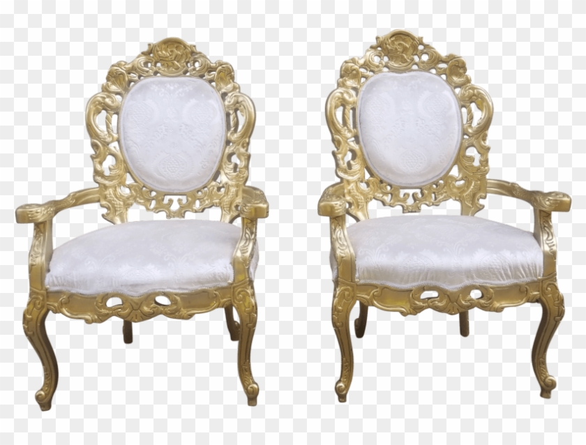 Gold & Ivory Velvet Chairs - Chair Clipart #3881557