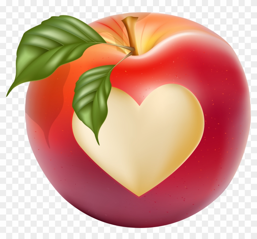 Drawn Apple Transparent - Transparent Apple With Heart Clipart #3882740