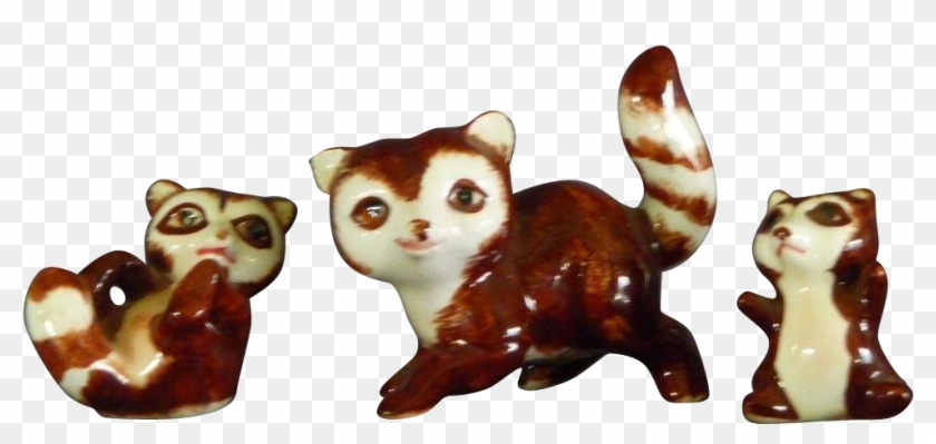 Family Of Ceramic Raccoon Figurines - Black-footed Ferret Clipart #3882893