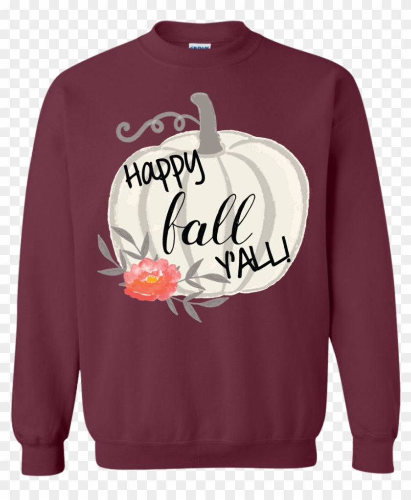 Happy Fall Y'all Watercolor Pumpkin Crewneck Sweatshirt - Sweatshirt Clipart #3883110