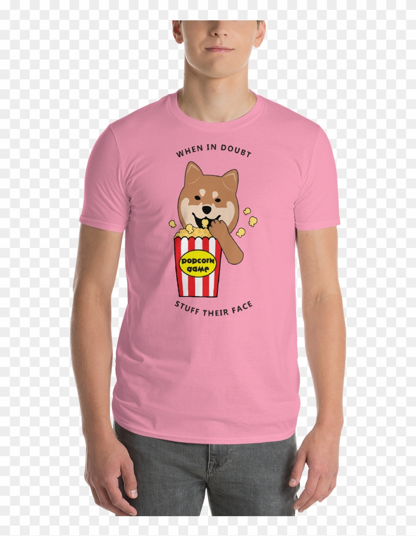 Red Shiba Popcorn Hashtagtshblack Mockup Front Mens - T-shirt Clipart #3883280