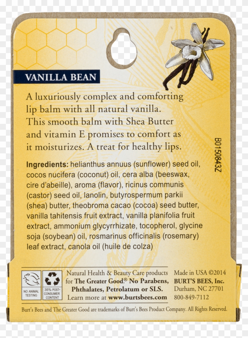 Burt's Bees 100% Natural Moisturizing Lip Balm, Vanilla - Starfish Clipart #3884240