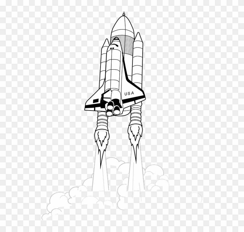 Rocket Skyrocket Nasa Liftoff Shuttle Space - Space Shuttle Stencil Clipart #3884786