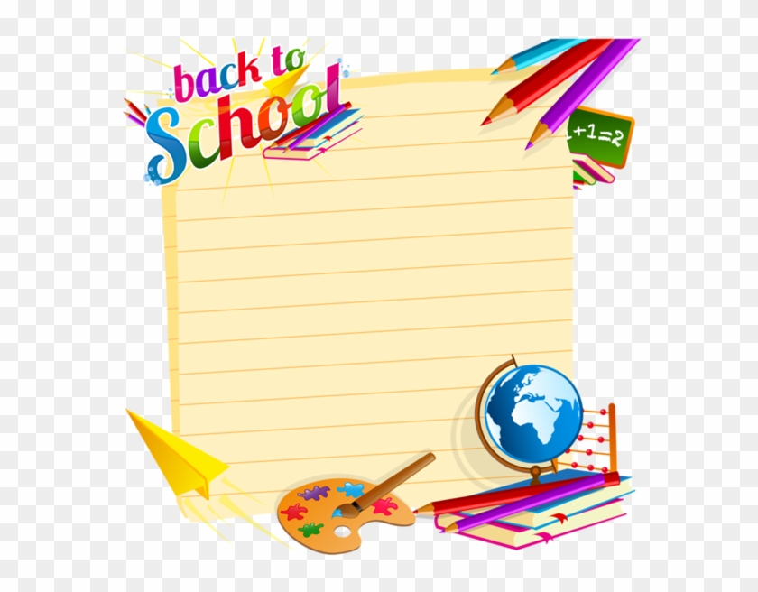 Crayons Stylos - Page - Back To School Frame Clipart