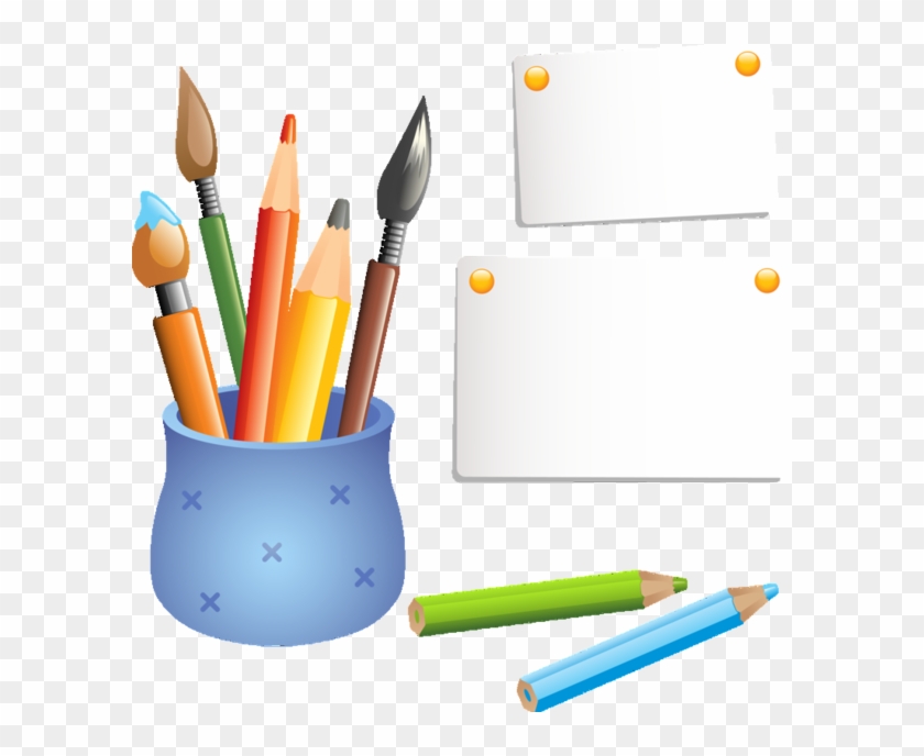 Crayons Clipart Stationary - Drawing Of Pencil Holder - Png Download #3884821