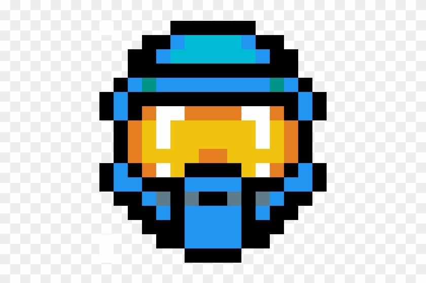 Halo Spartan Mask Blue - Master Chief Helmet Pixel Art Clipart