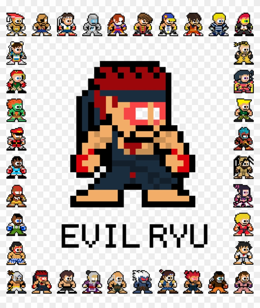 Evil Ryu - Logolesss - 一起讓好設計發生 - T恤 - 8 Bit Street Fighter Clipart #3886551