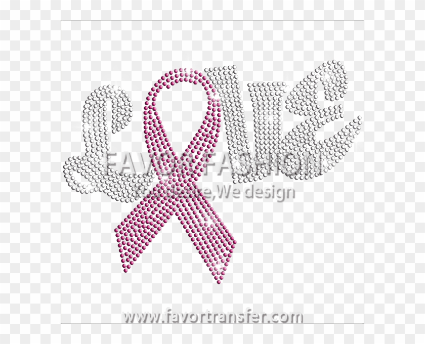Love Pink Ribbon Breast Cancer Awareness Hotfix Rhinestone - Heart Clipart #3887650