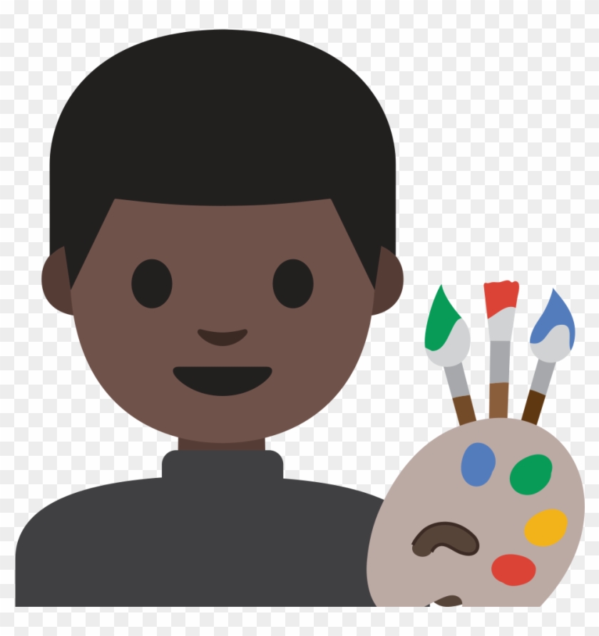Emoji U1f468 1f3ff 200d 1f3a8 - Artista Plastico Png Clipart #3887818