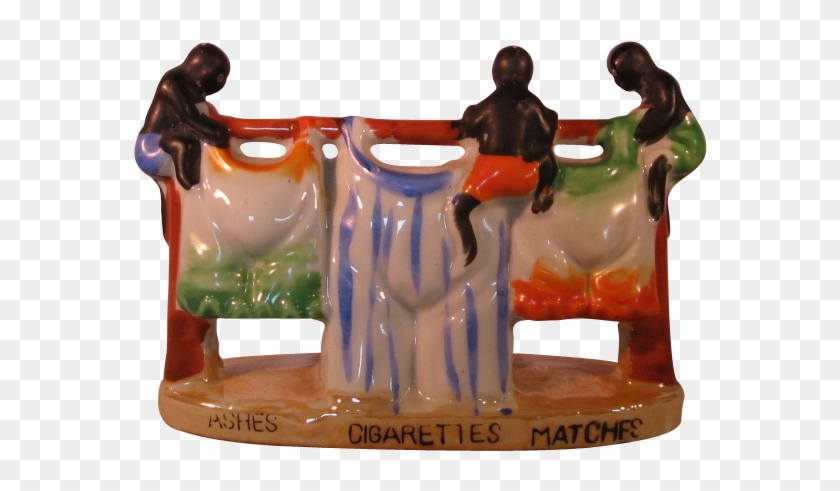Black American Porcelain Wash Day Cigarette/ash/match - Figurine Clipart #3887998