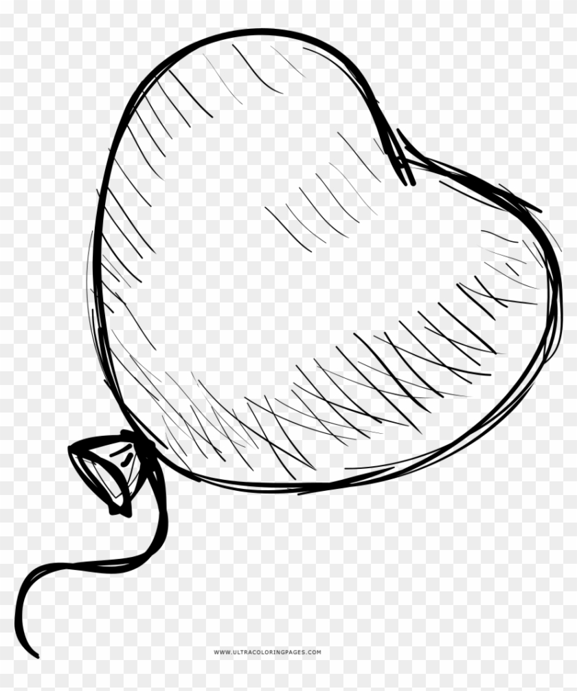 Heart Balloon Coloring Page - Balloon Heart Drawing Clipart
