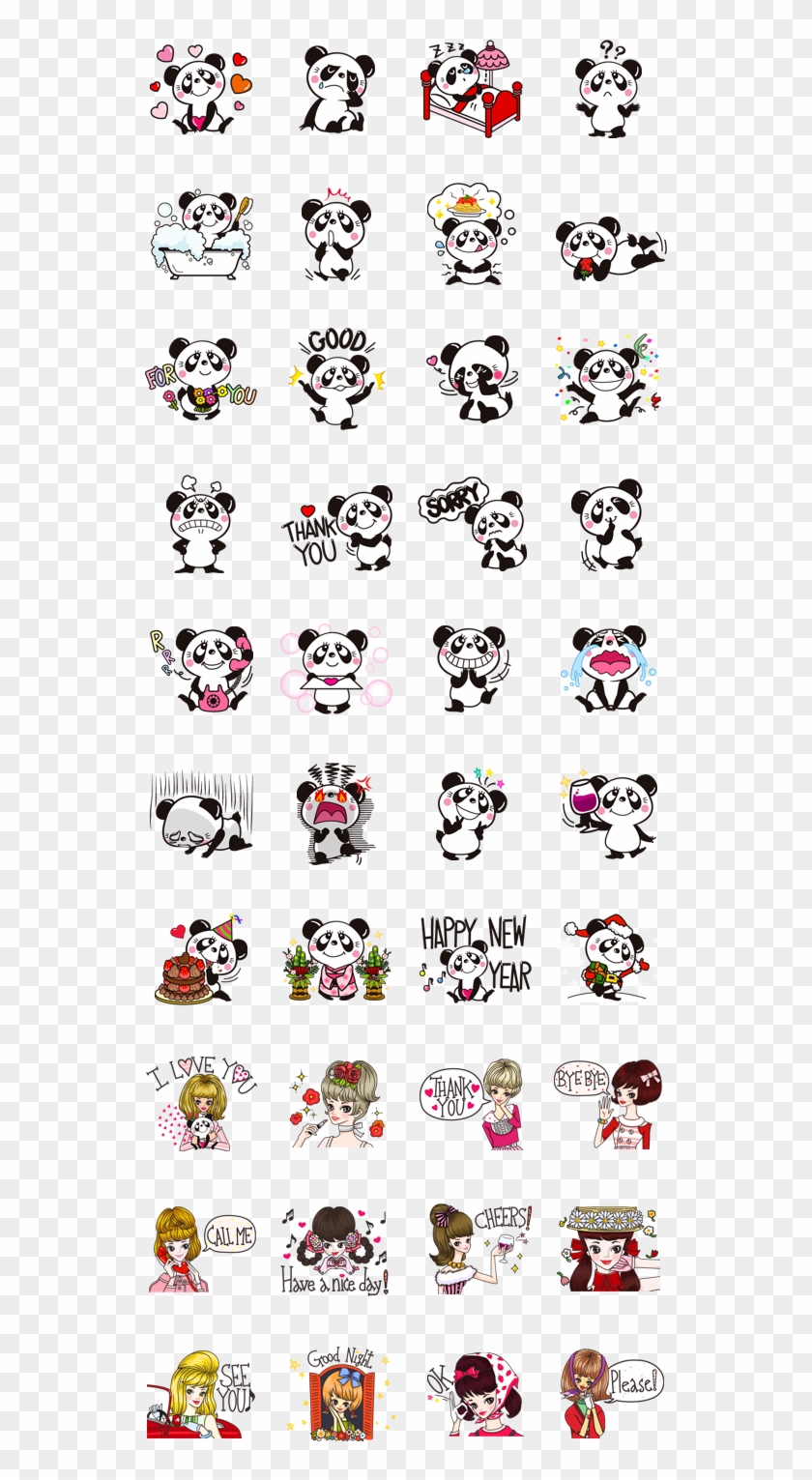 Panditas Cute Panda Emoji, Chibi Panda, Kawaii Chibi, - Panda Stickers Viber Clipart #3891513