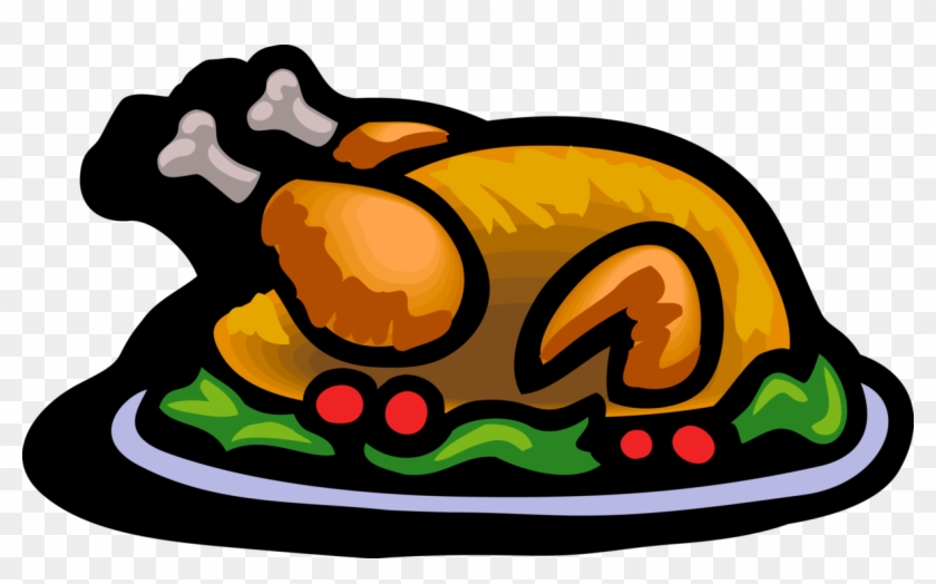 Vector Illustration Of Traditional Thanksgiving And - Christmas Turkey Dinner Clipart - Png Download #3891645