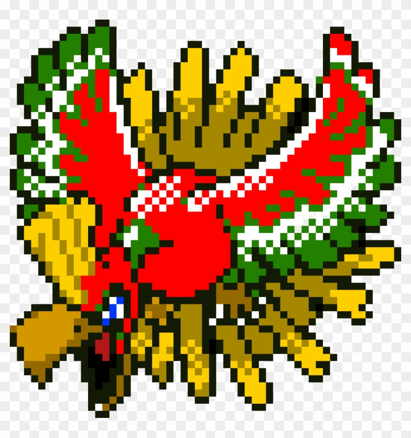 Ho Oh Pixel Art , Png Download - Ho Oh Pokemon Crystal Sprite Clipart