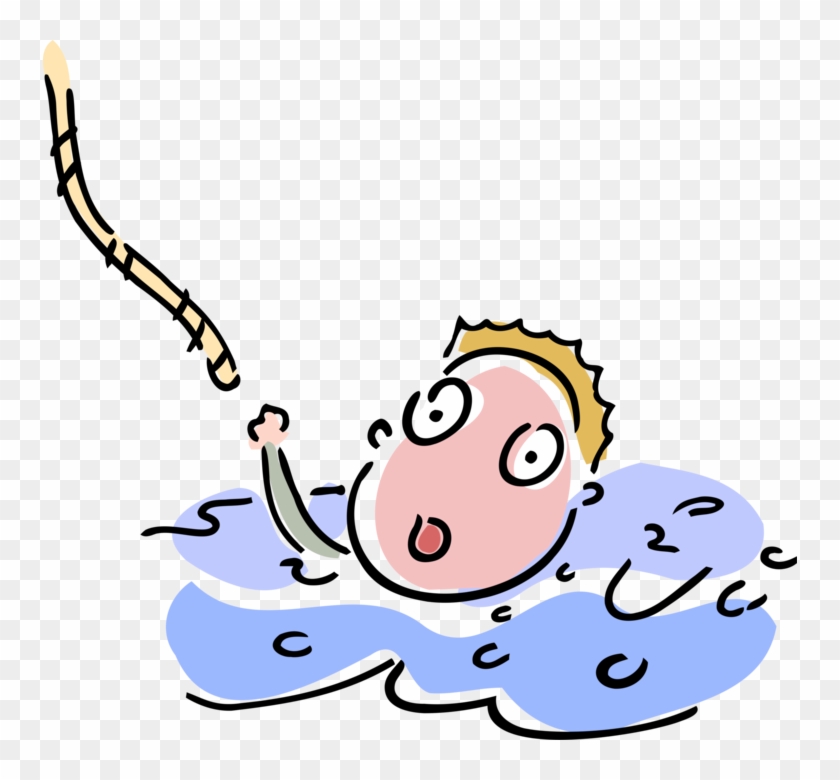 Vector Illustration Of Drowning Businessman In Water - Drowning Cartoon Transparent Clipart #3892403