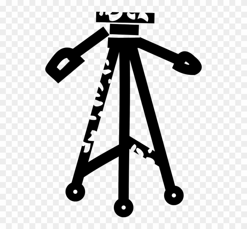 Vector Illustration Of Photography Camera Tripod Portable Clipart #3892857