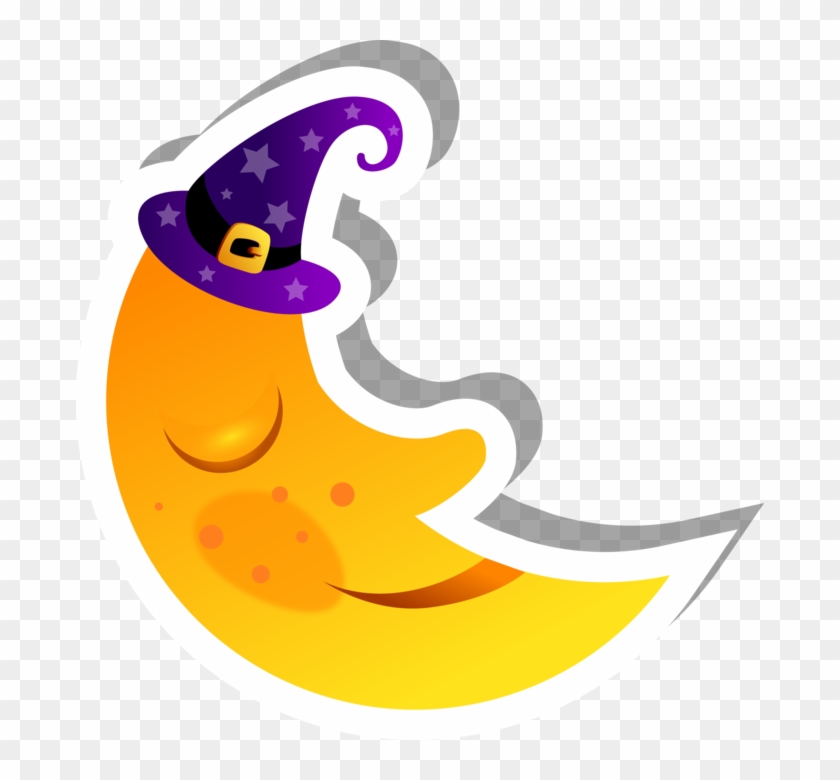 Sleepy Crescent Moon Sticker - Moon Clipart #3893877