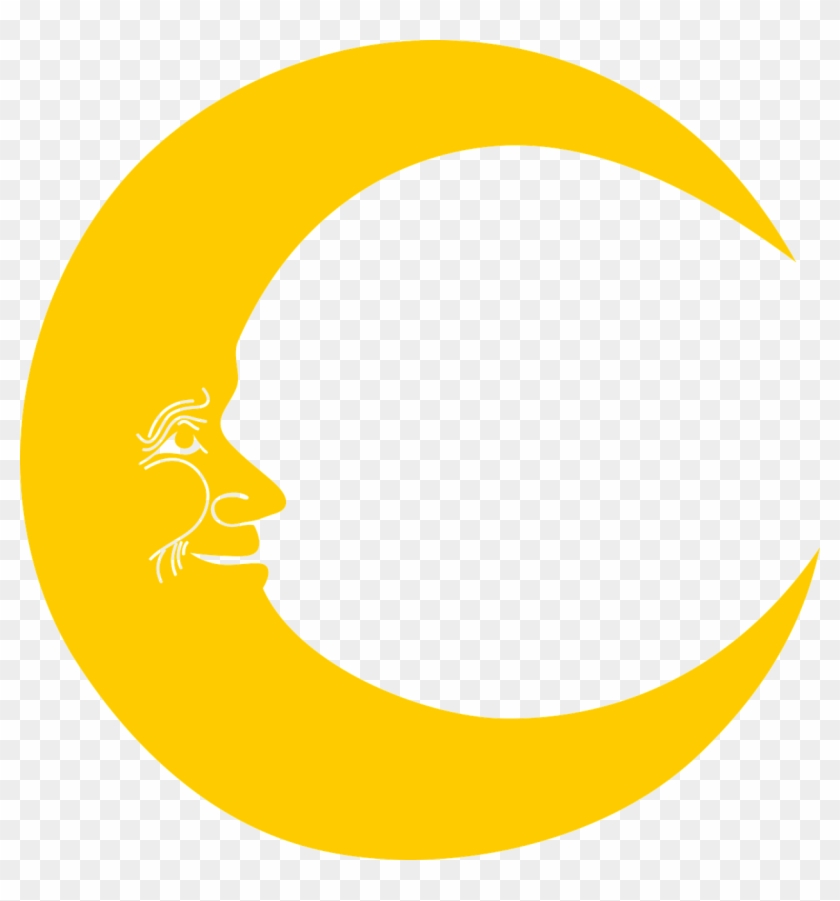 Moon Face No Background - Crescent Moon Face Png Clipart #3893981