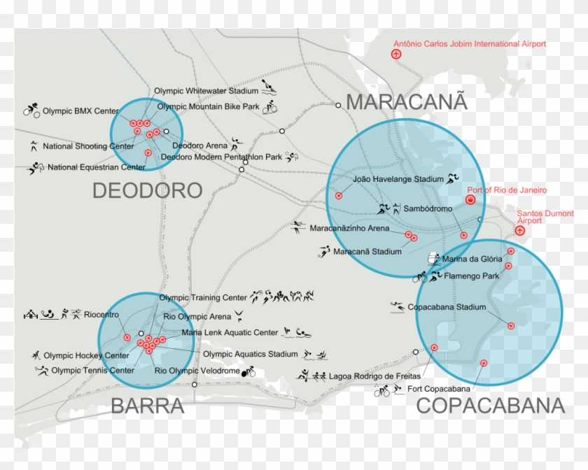 The Four Main Zones For The 2016 Olympics In Rio De - Rio Dangerous Areas Map Clipart