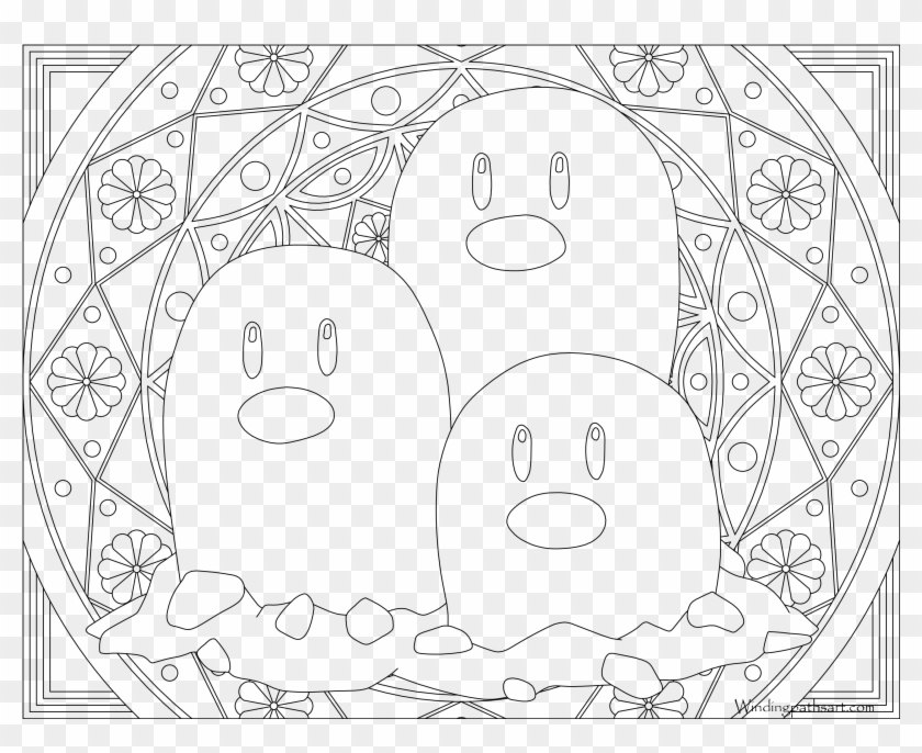 #051 Dugtrio Pokemon Coloring Page - Mandalas De Pokemon Para Colorear Clipart #3894961