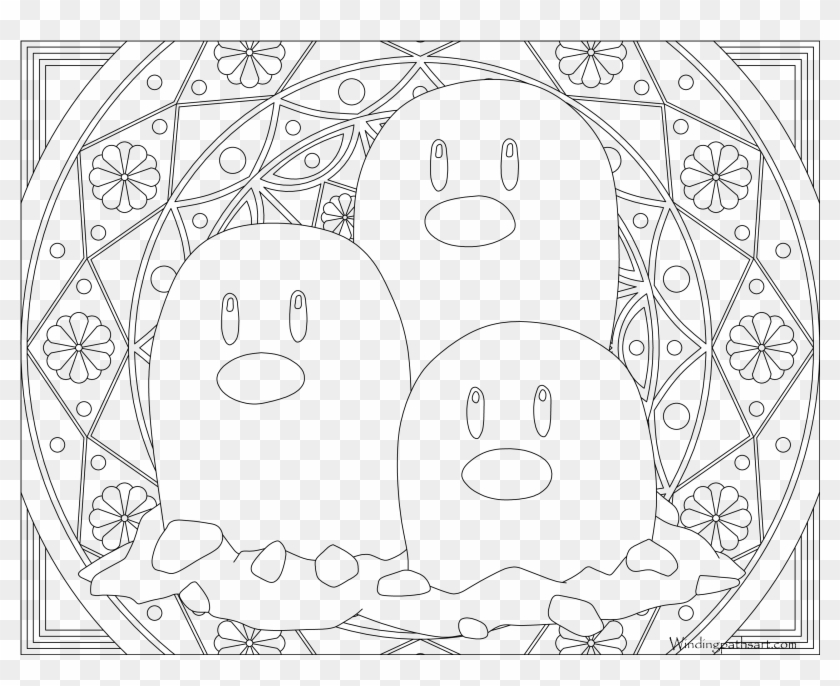 #051 Dugtrio Pokemon Coloring Page - Mandalas De Pokemon Para Colorear Clipart
