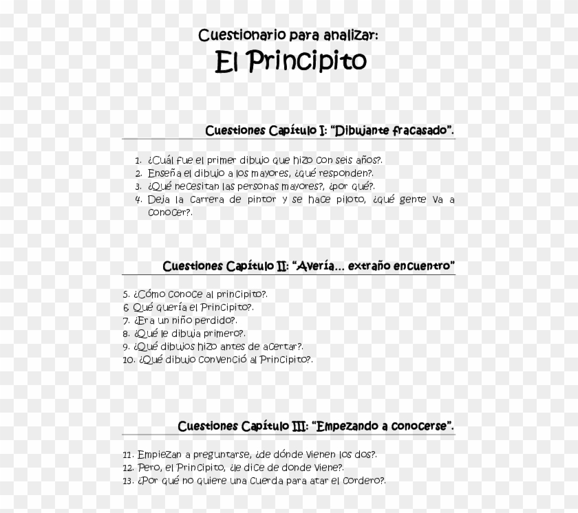Cuestionario Del Principito Con Respuestas Clipart