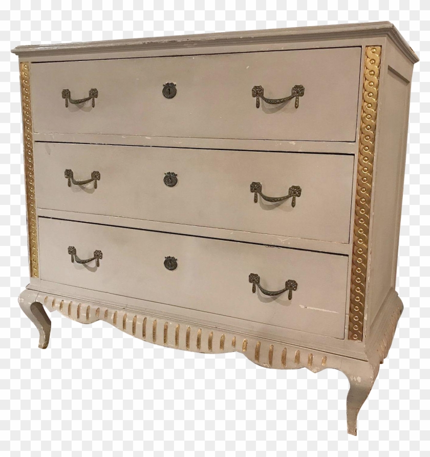 Antique Italian Painted And Gold-leafed Commode Or - Chest Of Drawers Clipart