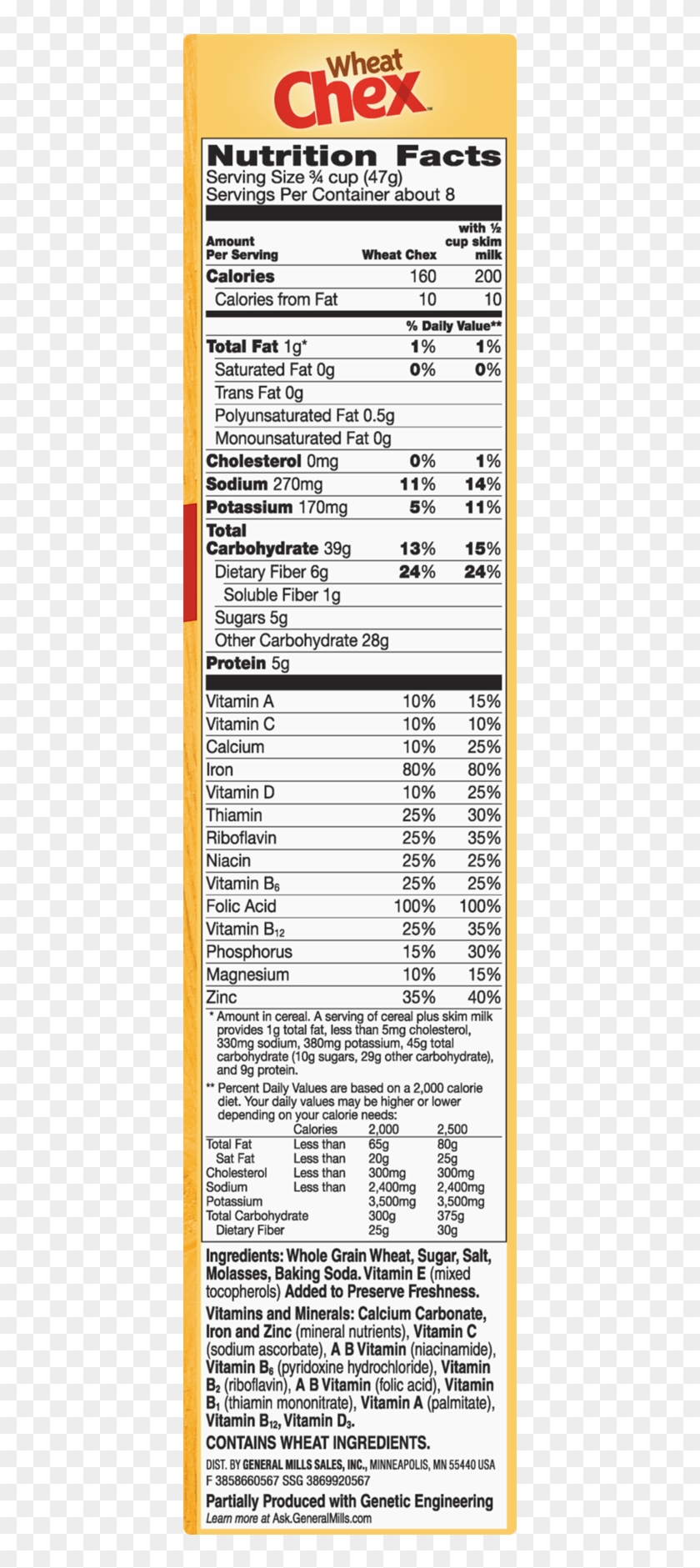 2 Pack Wheat Chex Cereal 14 Oz - Nutrition Facts Clipart