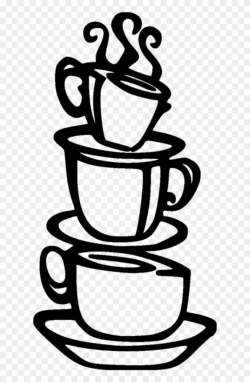 Coffee Cups Stacked2 File Size - Stacked Coffee Cups Black And White Png Clipart #3896716
