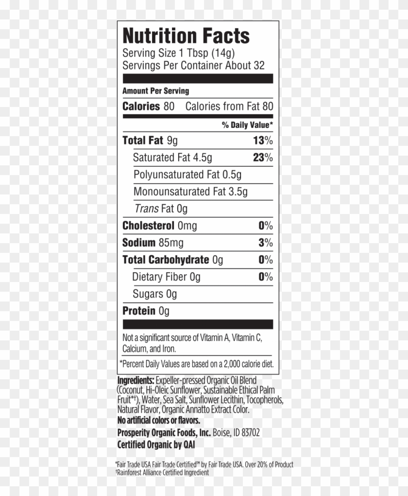 Nutrition Label - Melt Organic Buttery Spread Nutrition Label Clipart #3896771