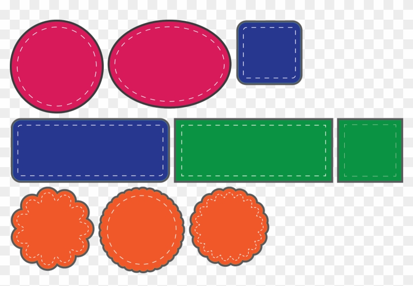 Faux Stitched Basic Shapes, Tags And Stars - Stitched Paper Png Clipart