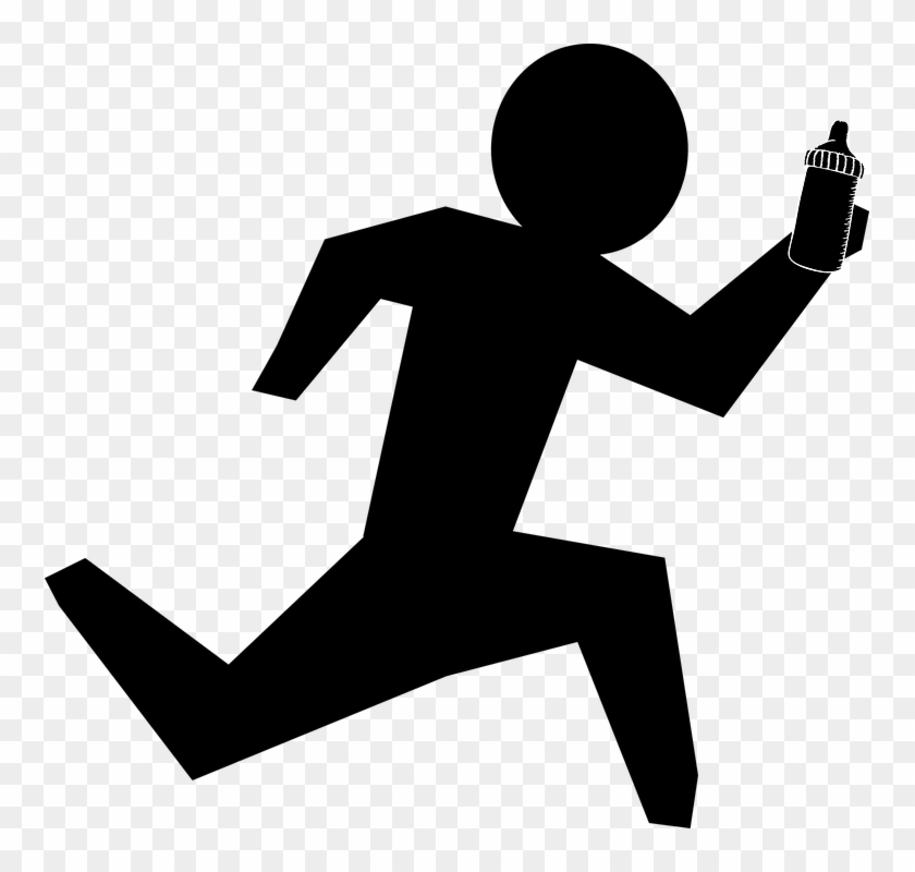 Man Running Water Bottle - Running Stick Figure Png Clipart #3898607