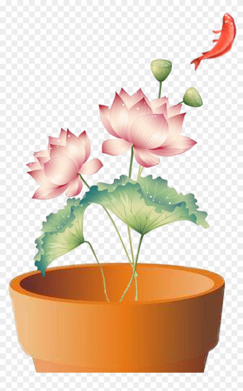 Beautiful Lotus Flower Summer Festival - ภาพ วาด ดอกบัว สวรรค์ แบบ จีน Clipart #390088