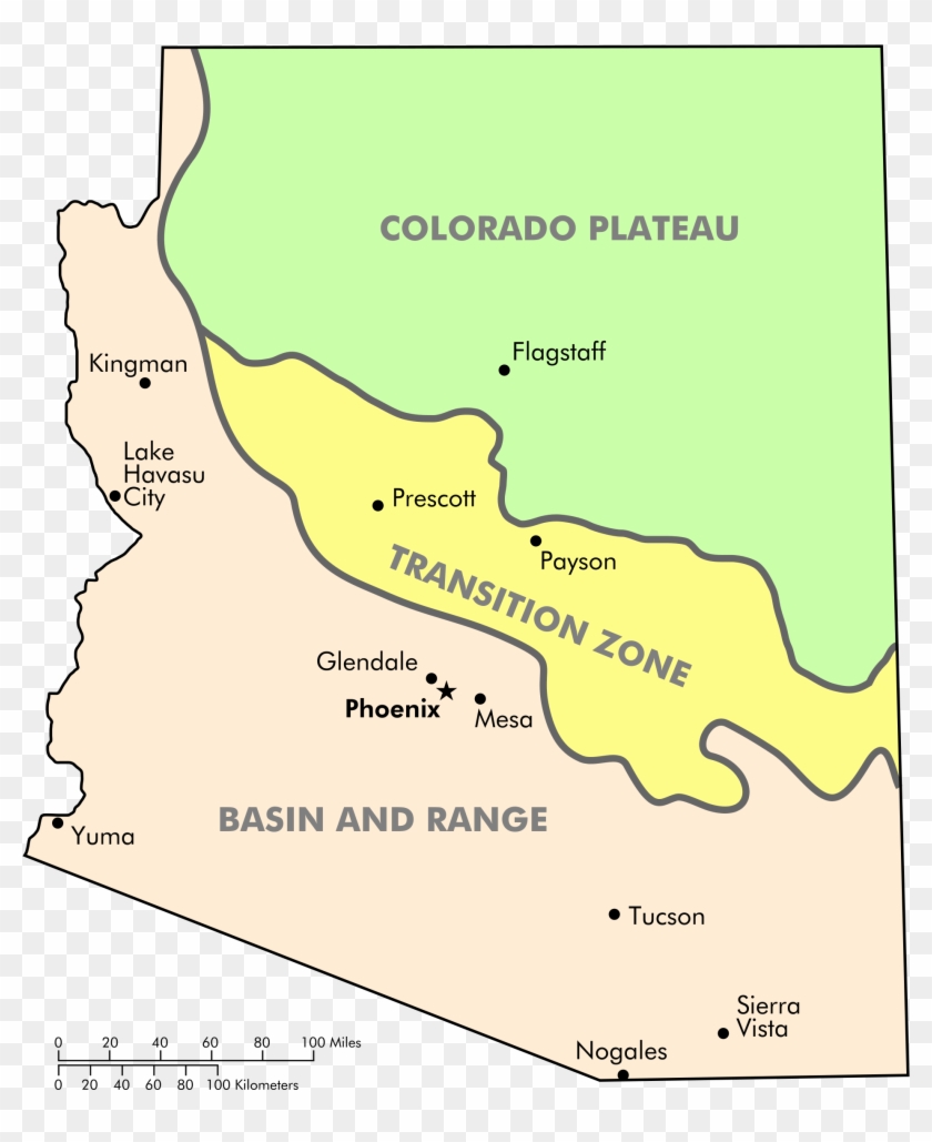 Location Map Of The Mogollon Transition Zone In Arizona - Arizona Mountain Ranges Clipart #390348