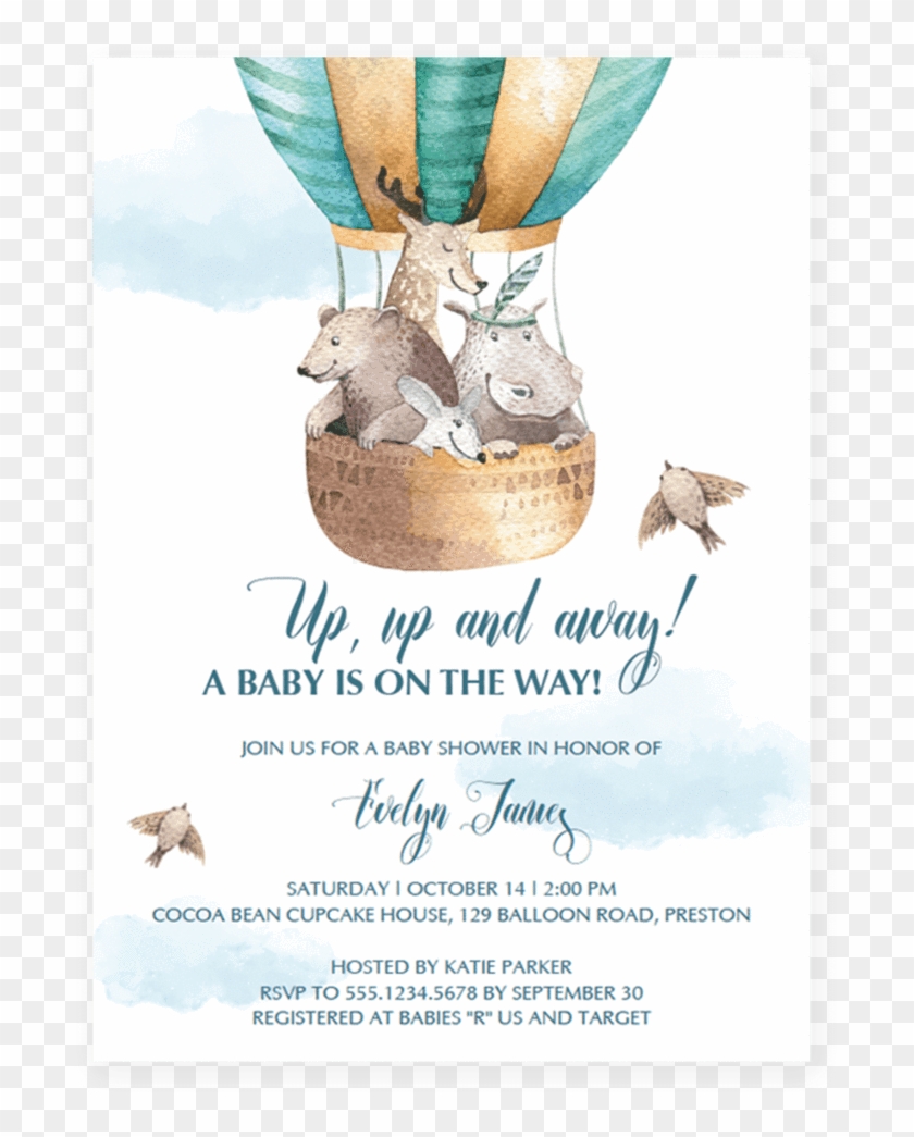 Up And Away Invitation Template Hot Boy - Hot Air Balloon Baby Shower Invitation Template Clipart