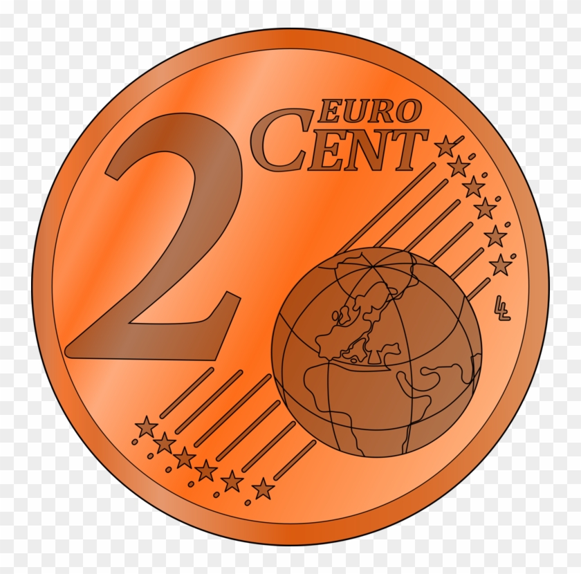Penny 1 Cent Euro Coin Nickel - 2 Euro Cent Clipart - Png Download