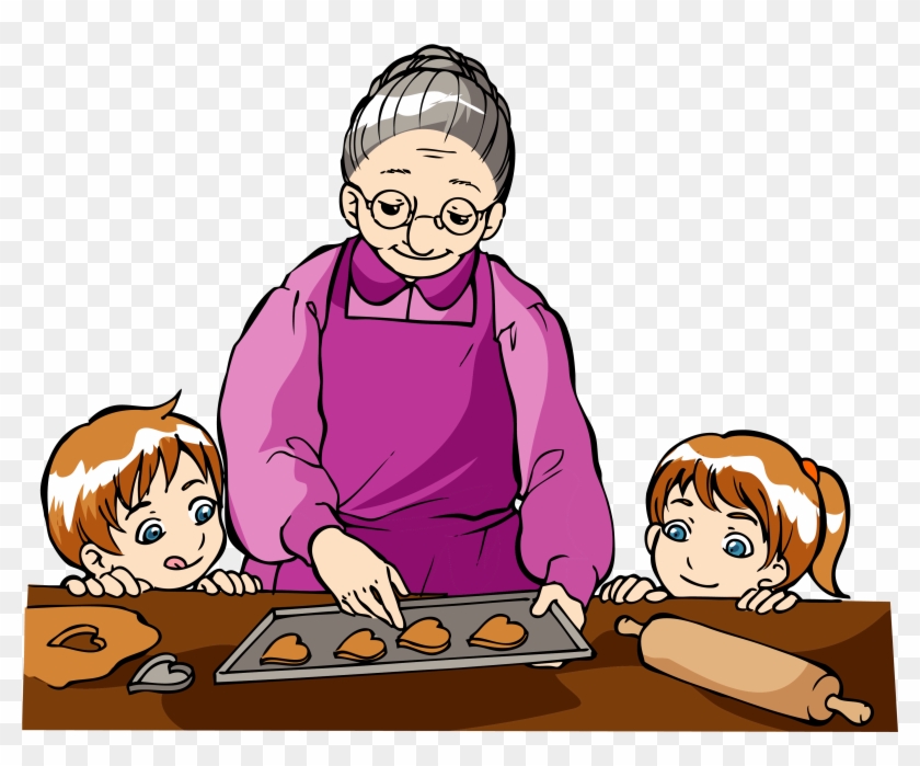 Banner Black And White Library Grandmother Face Clipart - Baking With Grandma Clipart - Png Download #391795